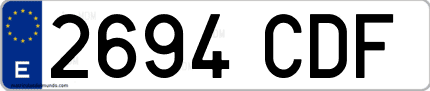 Ejemplo de matrícula de coche ordinaria 2694 CDF