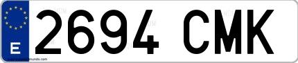 Ejemplo de matrícula española 2694 CMK
