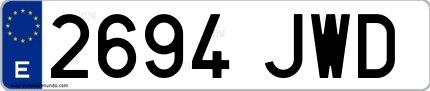 Ejemplo de matrícula de coche ordinaria 2694 JWD