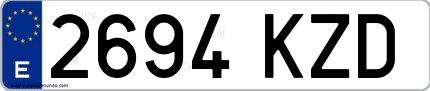 Ejemplo de matrícula española 2694 KZD