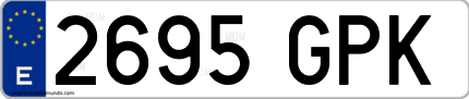 Ejemplo de matrícula de coche ordinaria 2695 GPK