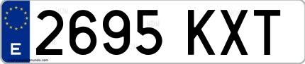 Ejemplo de matrícula de coche ordinaria 2695 KXT