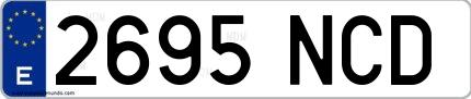 Ejemplo de matrícula española 2695 NCD