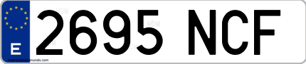 Ejemplo de matrícula de coche ordinaria 2695 NCF