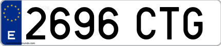Ejemplo de matrícula de coche ordinaria 2696 CTG