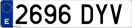 Ejemplo de matrícula española 2696 DYV