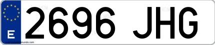 Ejemplo de matrícula española 2696 JHG