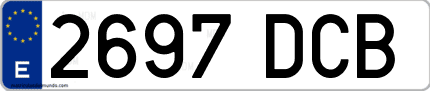 Ejemplo de matrícula de coche ordinaria 2697 DCB