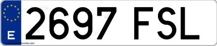Ejemplo de matrícula española 2697 FSL