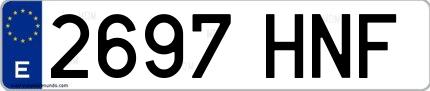Ejemplo de matrícula española 2697 HNF