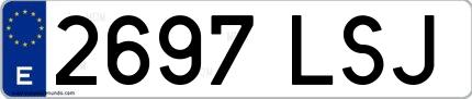 Ejemplo de matrícula española 2697 LSJ