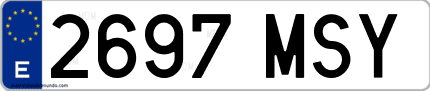 Ejemplo de matrícula de coche ordinaria 2697 MSY