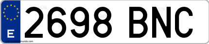 Ejemplo de matrícula de coche ordinaria 2698 BNC