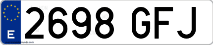 Ejemplo de matrícula de coche ordinaria 2698 GFJ