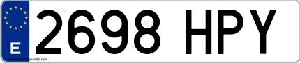 Ejemplo de matrícula española 2698 HPY