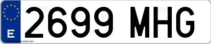 Ejemplo de matrícula española 2699 MHG