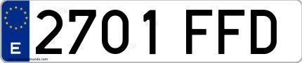 Ejemplo de matrícula española 2701 FFD