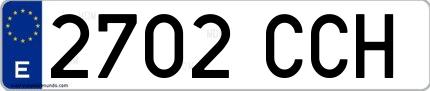 Ejemplo de matrícula española 2702 CCH