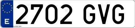 Ejemplo de matrícula española 2702 GVG