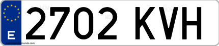 Ejemplo de matrícula de coche ordinaria 2702 KVH