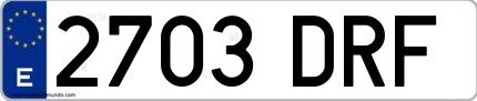 Ejemplo de matrícula española 2703 DRF