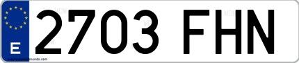 Ejemplo de matrícula española 2703 FHN