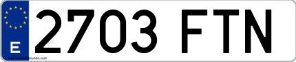 Ejemplo de matrícula española 2703 FTN