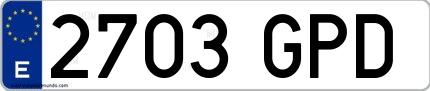 Ejemplo de matrícula española 2703 GPD