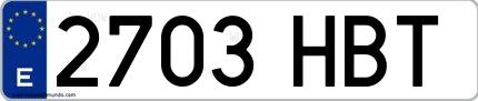 Ejemplo de matrícula española 2703 HBT