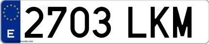 Ejemplo de matrícula española 2703 LKM