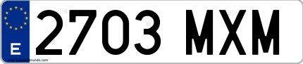 Ejemplo de matrícula española 2703 MXM