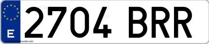 Ejemplo de matrícula española 2704 BRR