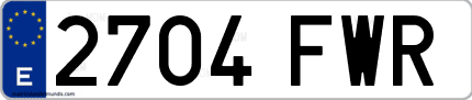 Ejemplo de matrícula de coche ordinaria 2704 FWR