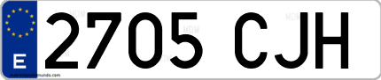 Ejemplo de matrícula de coche ordinaria 2705 CJH