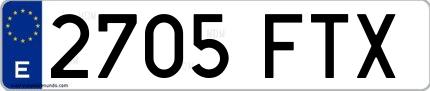 Ejemplo de matrícula española 2705 FTX
