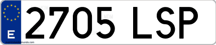 Ejemplo de matrícula de coche ordinaria 2705 LSP
