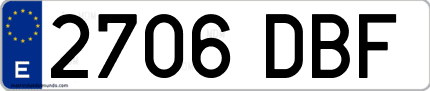 Ejemplo de matrícula de coche ordinaria 2706 DBF