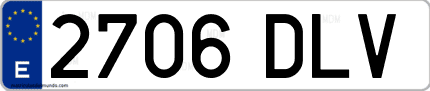 Ejemplo de matrícula de coche ordinaria 2706 DLV