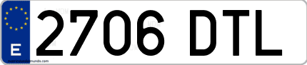 Ejemplo de matrícula de coche ordinaria 2706 DTL