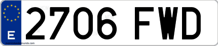 Ejemplo de matrícula de coche ordinaria 2706 FWD