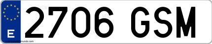 Ejemplo de matrícula española 2706 GSM