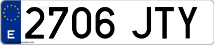 Ejemplo de matrícula de coche ordinaria 2706 JTY