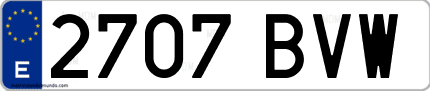 Ejemplo de matrícula de coche ordinaria 2707 BVW