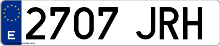 Ejemplo de matrícula de coche ordinaria 2707 JRH