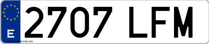 Ejemplo de matrícula de coche ordinaria 2707 LFM