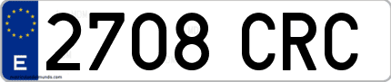 Ejemplo de matrícula de coche ordinaria 2708 CRC
