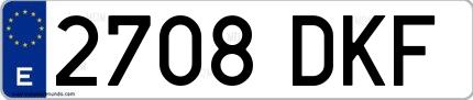 Ejemplo de matrícula española 2708 DKF