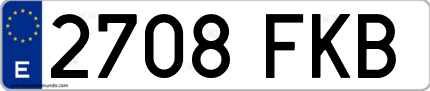 Ejemplo de matrícula de coche ordinaria 2708 FKB