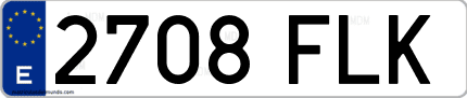 Ejemplo de matrícula de coche ordinaria 2708 FLK