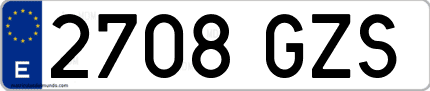Ejemplo de matrícula de coche ordinaria 2708 GZS
